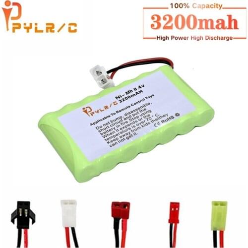 8.4v Rechargeable Battery For Rc toys Cars Tanks Robots Gun Boat With Tamiya Plug NiMH Battery AA 8.4v 3200mAh Battery Pack 1Pcs