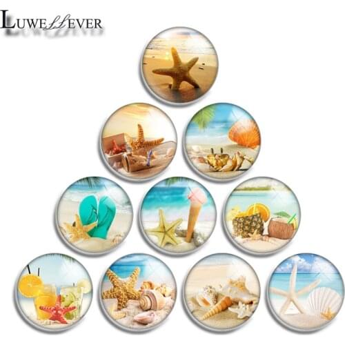 12mm 14mm 16mm 20mm 25mm 30mm 589 Starfish Mix Round Glass Cabochon Jewelry Finding 18mm Snap Button Charm Bracelet