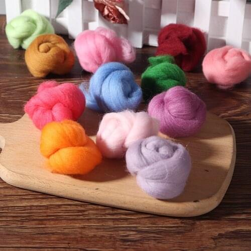 12pcs 12 Colors 5g Soft Wool Fibre Roving For DIY Needle Felting Hand Spinning Sewing Doll Needlework Fibre Arts Mayitr