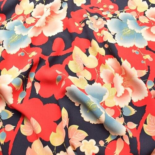145x100cm Imported Dazzle flower Print Soft Chiffon stretch Fabric for Women Wedding Dress Shirt scarf Sewing Cloth Upholstery