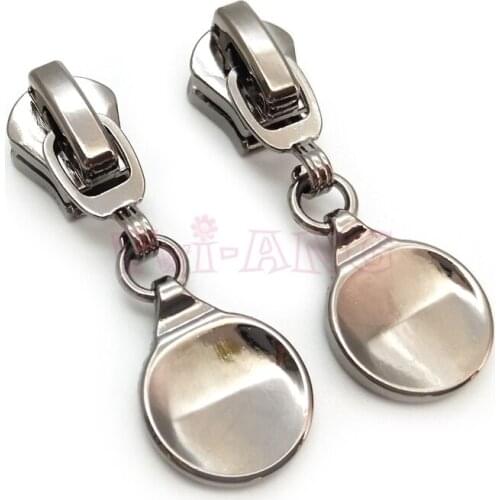 20pcs/lot, Glossy Gun Black Round Shape 5# Zipper Slider for Garment Accessories