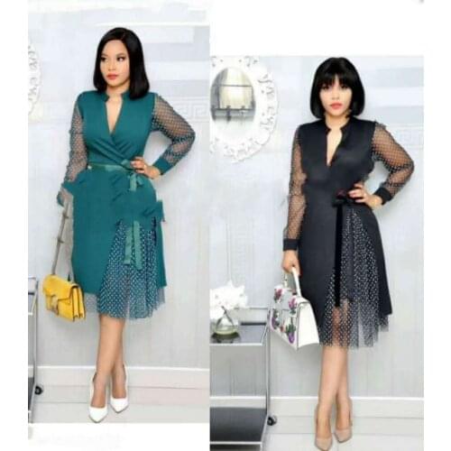 2019 new elegent fashion style african women printing plus size dress L-4XL