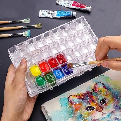 24/36 Grids Watercolor Moisturizing Painting Palette Leakproof Paint Palette portable Storage Box Stationery Drawing Supplies