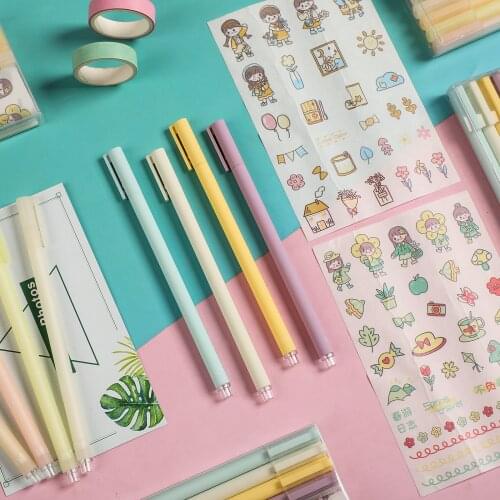 4 Pcs/Set High-quality Writing Gel Pens Creative 0.5mm Kawaii Decoration Multiple Change Sticker Pens School Stationery Supplies