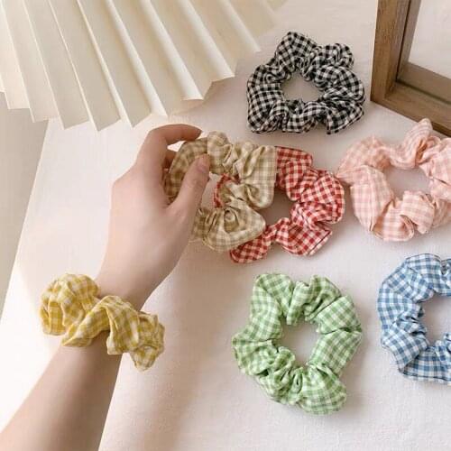 50PCS FASHION Scrunchie Headband Plaid bobbles Scrunchies Women Elastic Hair Bands Girls Hair Ties Headwear Hair Accessories