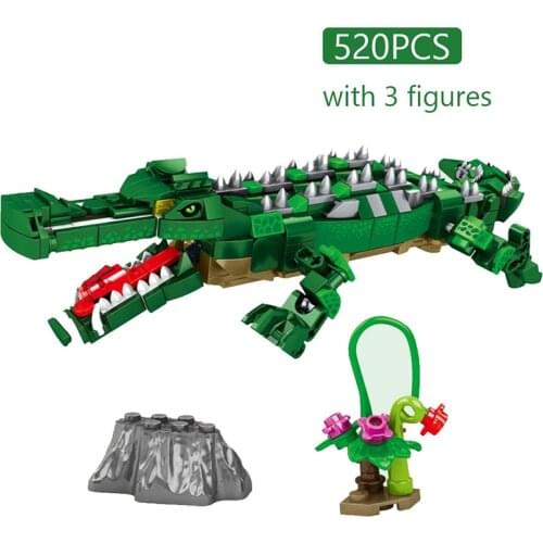 520+PCS Jurassic Crocodile Building Blocks Dinosaur City T-Rex Animal World Park With Figures Kit Bricks Toys For Children