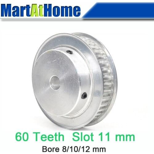 Aluminum Timing Pulley XL60 60T 60-Teeth Slot Width 11mm BF-type Boss 50mm Bore 8~12mm for 3D Printer