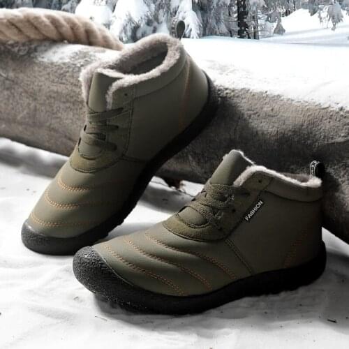 2020 Fashion Men Boots Waterproof Winter Work Shoes For Men Warm Non-slip Casual Shoes Ankle Boots Warm Fur Plush Size 48