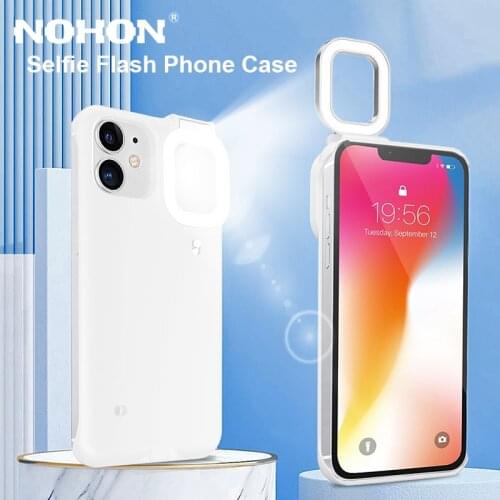 Nohon Fill Light Phone Case for IPhone 12 Pro Max 11 Case Selfie Beauty Flash Ring Cover Protective Shell Selfies Online Video
