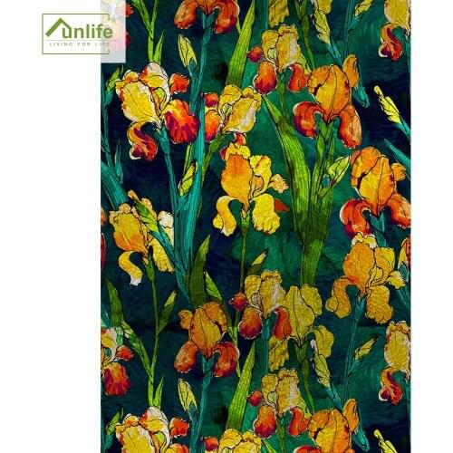 Funlife® Irises DIY Door Stickers Forsted Glass Window Film Window Stickers Self-Adhesive Home Glass Membrane Film UV Resistance