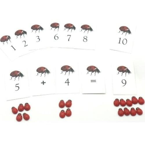 Montessor Math children counting math toys Ladybug Number Activity Cards Educational Learning Toys For Kids Oc2644w