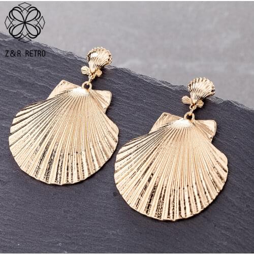 Beautiful Gold Color Earrings for Women Jewelry Shell Shape Geometric Hanging Dangle Earring Pendientes Brincos 2020 New Design
