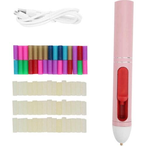 DC 5V 2A Mini Glue Gun Hot Melt Colorful Pen Shaped Cordless 2200mAh USB Rechargeable Lithium Battery