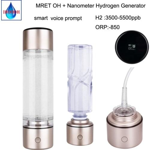 Nano Cup Electrolysis H2 Generator Alkaline Water Bottle Intelligent Voice MRETOH 7.8Hz Rechargeable Hydrogen Gas Ventilator
