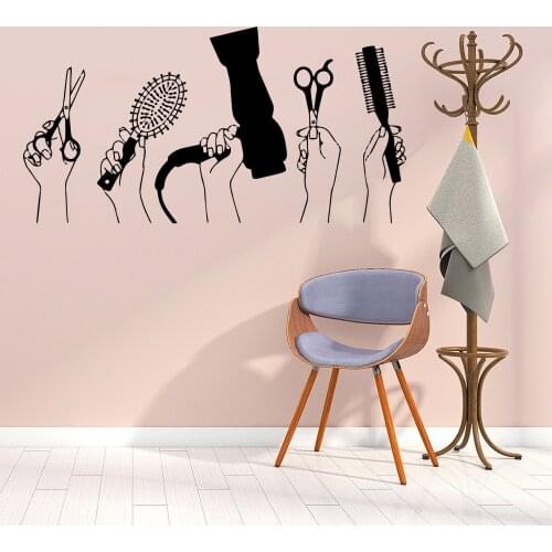 Fashion Hair salon Decor vinyl Door Sticker Hairdresser Wall sticker For Barber Stickers Salon Wall Decal sticker pared