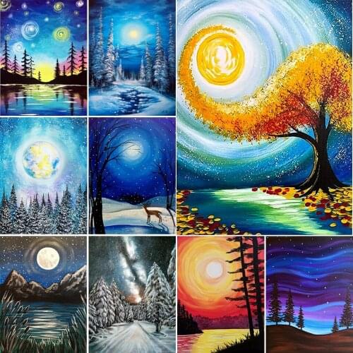 5D DIY Diamond Painting Landscape Cross Stitch Kit Full Drill Square Embroidery Mosaic Art Picture Crystal Craft Home Wall Decor
