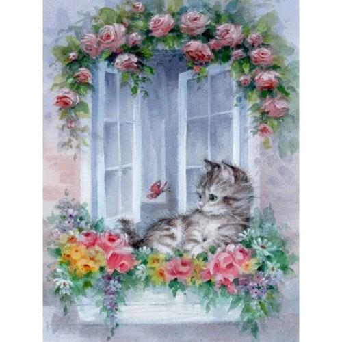Animal Cat DIY 11CT Embroidery Cross Stitch Kits Craft Needlework Set Cotton Thread Printed Canvas Home Decoration New Design