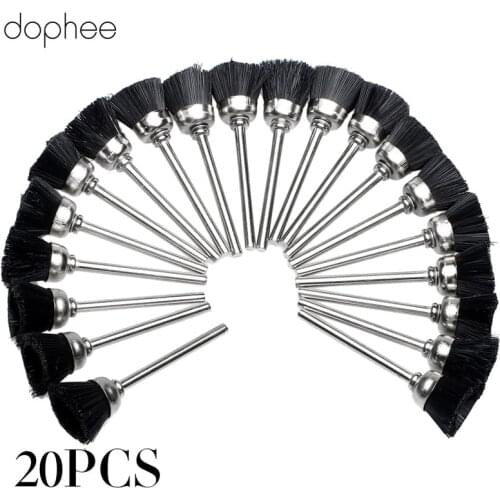 Dophee 20PCS 3mm Shank Mandrel Metal Stiff Abrasive Wheel Nylon Cup Brush Polishing Buffing Wheel Rotary Tool Dremel Accessories