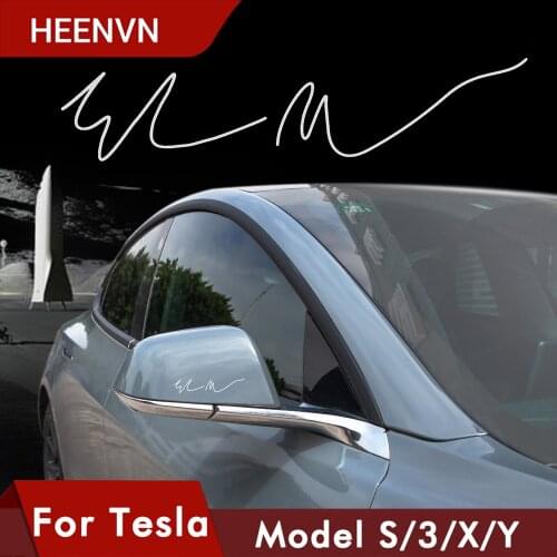 Heenvn 2021 Elon Musk Signature Car Sticker For Tesla Model S 3 X Y Accessories Creative Auto Stickers Model3 Automobile Decals
