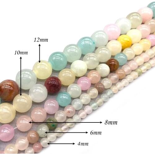 Natural Stone Mixed Color Chalcedony Round Loose Charm BeadsFitMulti-purpose Jewelry Making 4 6 8 10 12MMPick Size J324
