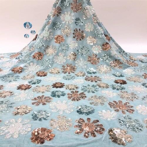 Nigerian Sequins Lace Fabrics 2020 High Quality African Lace Fabric Wedding French Tulle Lace Material For Dress xb21-1
