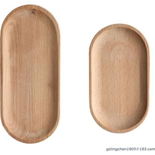 P8DE Mini Oval Wooden Storage Tray Small Platter Wooden Tray Home Kitchen Decorative