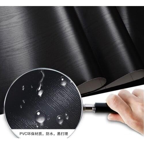 Black wood matt furniture stickers boeing film pvc adhesive paper back vinyl wallpaper cabinet furniture wood fiber wallpaper