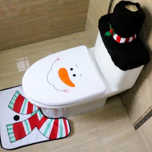 Christmas Decoration Toilet Decoration Snowman Toilet Three Piece Set Toilet Decoration Cartoon Toilet Cover
