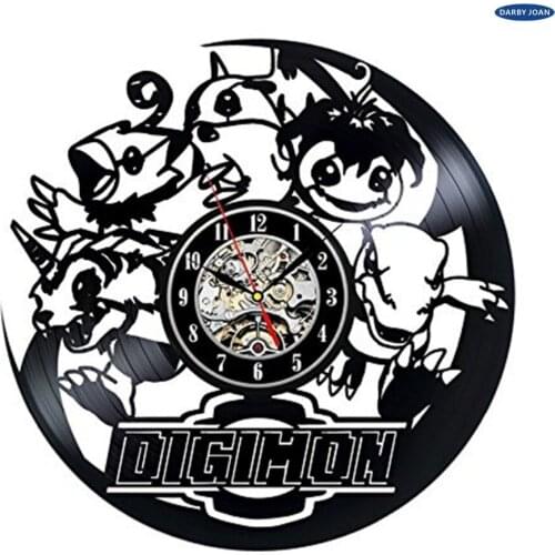 Saat Digimon Cartoon Game Creative Vinyl Wall Clock dial vision,wall clock saat alarm clock reloj large wall clock duvar saati