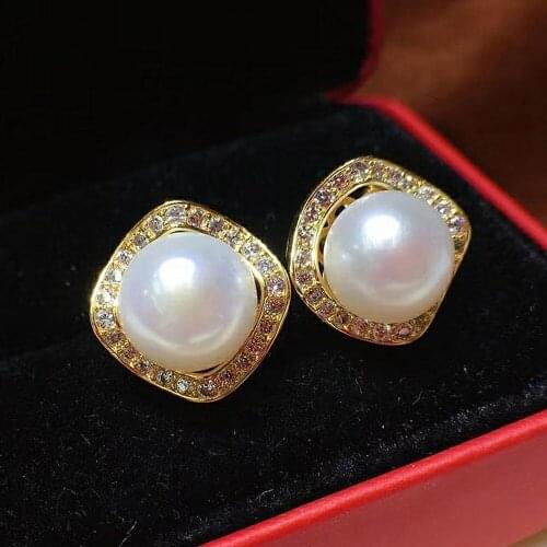 Elegant pearl & AAA zircon diamonds stud earrings for women gold color jewelry bijoux brincos fashion accessories party gifts