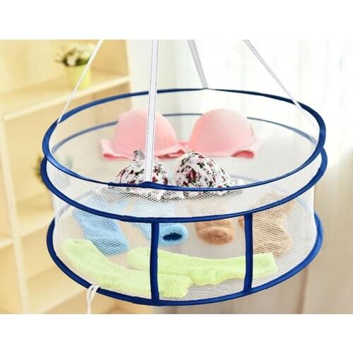 Foldable double deck basket The clothes are spread out on the clothesnet Multi-functional anti-wind underwear socks net