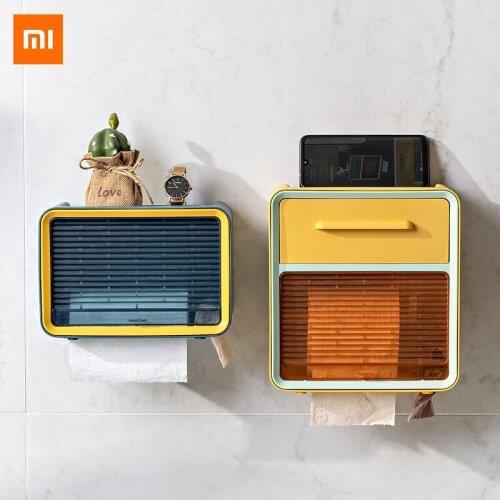 Xiaomi Toilet Paper Rack Bathroom Storage Box Paper Towel Tray Non-porous Waterproof Wall-mounted Roll Paper Storage Rack Drawer