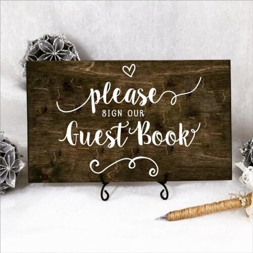 Wedding Sign Wall Sticker Please Sign Our Guest Book Quote Vinyl Decals Removable Guest Sign Stickers Wedding Decor AZ293