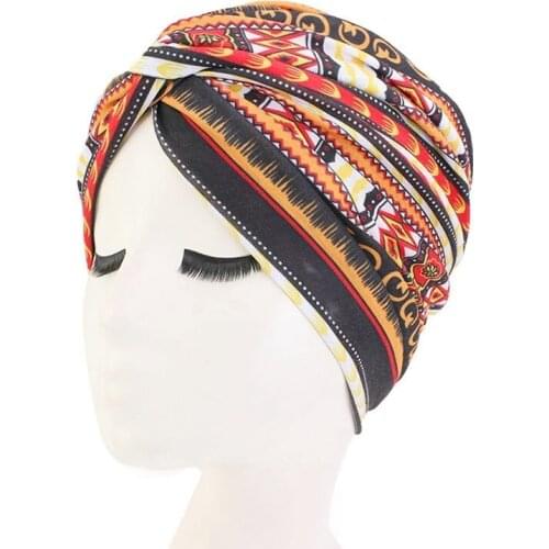 Hair Caps Turban Twist African Turban Flower Printed Night Sleeping Headscarf Women Muslim Hair Band Chemo Hair Styling Tools