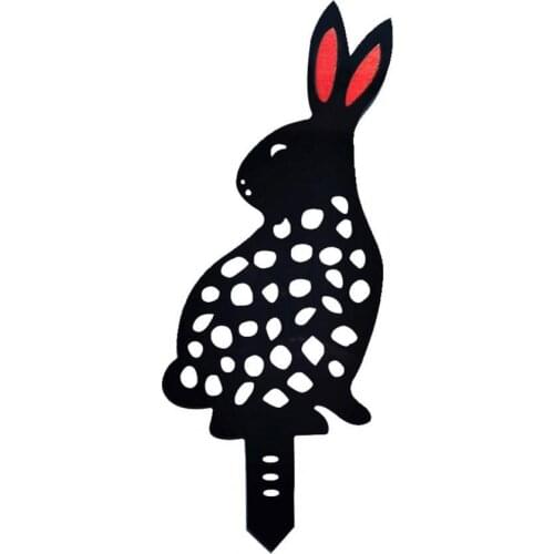 Unique Garden Stake Black Rabbit Shape Lifelike Acrylic Durable Waterproof Garden Figures Rabbit Decorative Statue For Farmhouse