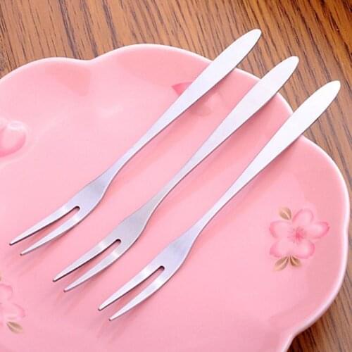 Stainless Steel Fruit Fork Childrens Dessert Fork Two-tooth ForkWall-mounted Gold Plated Tableware KitchenRestaurantAccessories