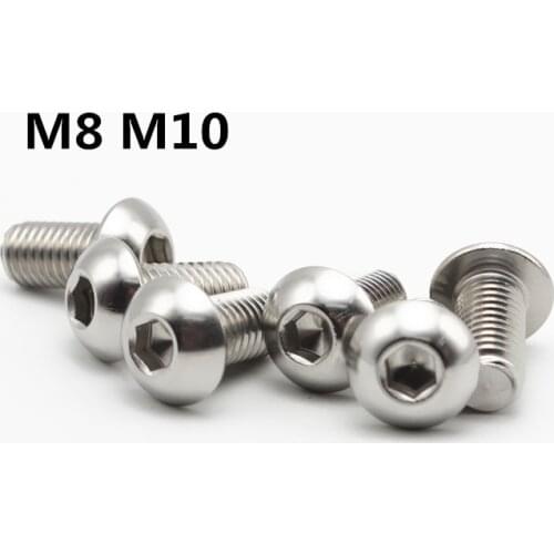 M8 M10 Round Inner Hex Head Machine Screws 304 Stainless Steel Mushroom Hexagon Button Head Bolt Screw ISO7380
