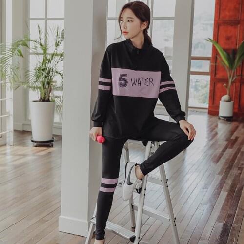 Fitness Women Yoga Set 3 in 1 Black Yoga Sport Bra & Letter Jacket & Sport Pants Gym Clothes Sport Wear Running Outdoor Jog