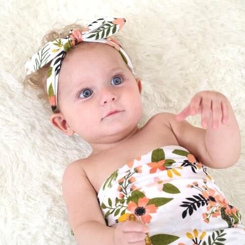 10pcs Lovely turban Hair bands Floral Headband Fashion Rabbit Ear Girl Headwear Bow Elastic Knot Headband Hair Accessories