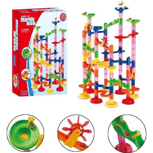 105PCS Children DIY Track Building Pipe Blocks For Children Ball Circuit Marble Race Run Maze Balls Educational Toys Gift