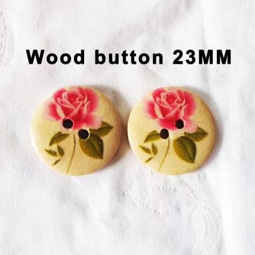 20PCS 23MM wood ROSE button garment painting wooden decoration FLOWER buttons coat boots sewing clothes accessory MCB-1004