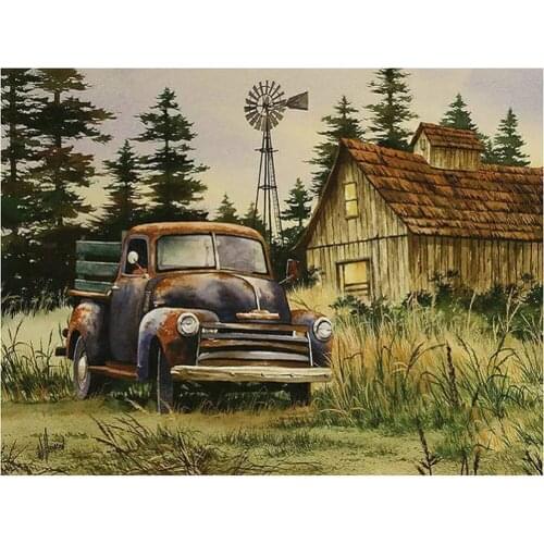 5D DIY Diamond Painting Country Farm Truck Full Drill Diamond Embroidery Cross Stitch Mosaic Craft Home Decor Christmas Gift
