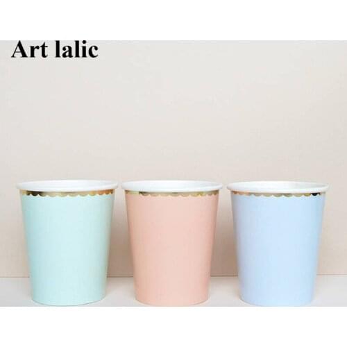 8pcs Candy Color Paper Cups Disposable Tableware Wedding Birthday Decorations Party Supplies Festival For Kids Girls Boys