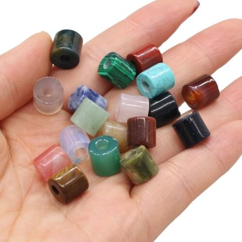 10pcs Natural Stone Beads Big Hole Agates Beads Cylindrical Shape for Making DIY Jewelry Pendant Necklace Hole 4mm 9x9.5mm
