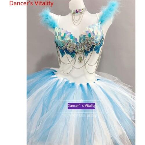 Women Singer Host Electronic Music Disco Colorful Sequin Bra Bubble Skirt Stage Wear Pole Jazz Dance Party Clothes Outfits