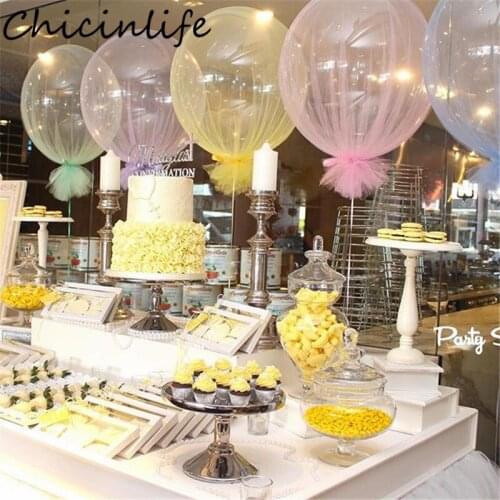 Chicinlife 1Set Gauze Balloon Happy Birthday Party Baby Shower Wedding Engagement BOBO Transparent Balloon Anniversary Supplies
