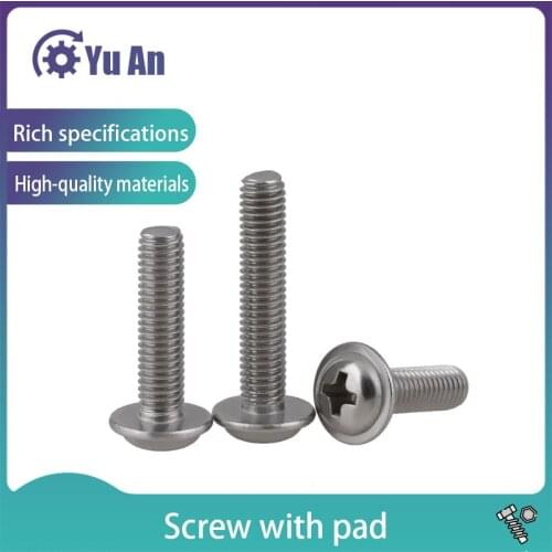 Din967 316 / 304 Stainless Steel Round Head Screw with Pad Screw, Medium Screw, PWM Self Pad Screw M2-m5 50Pcs