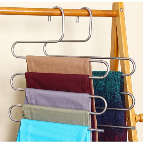 Faroot High Qualitu Multi-Use Stainless Steel Pants Trousers Hanging Clothes Hanger 5-Layers Room Space Saver Home