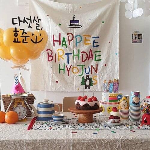 Baby party decoration Korean childrens birthday letter flag setting childrens bedroom cloth baby shower Photo Props