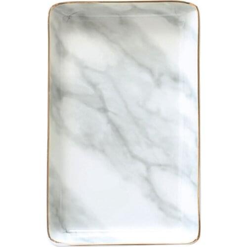Nordic Style Marble Painting Phnom Penh Ceramic Jewelry Plate Ring Necklace Cosmetic Snack Dried Fruit Storage Tray Organizer